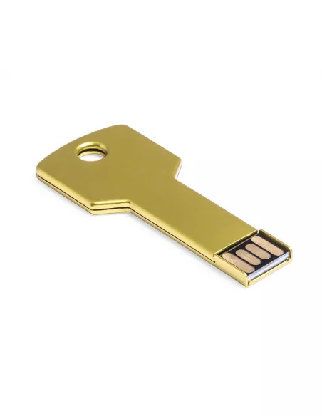 Pendrive USB en forma de llave Fixing 16GB, acabado en aluminio brillante y estuche metálico con ventana
