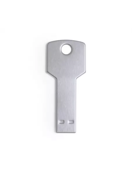 Pendrive USB en forma de llave Fixing 16GB, acabado en aluminio brillante y estuche metálico con ventana