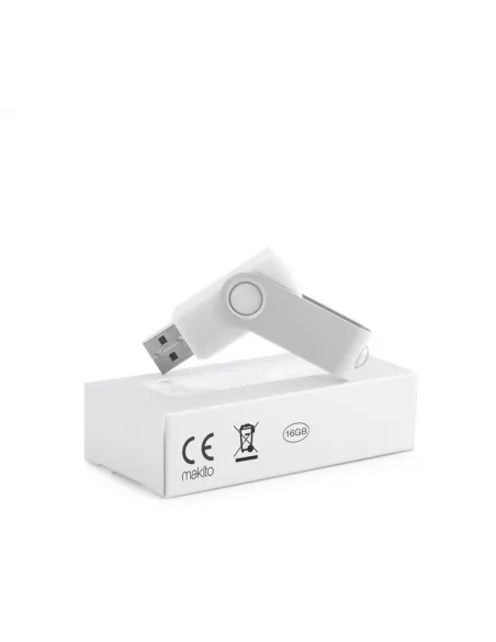 Pendrive personalizable con clip de aluminio 16GB Survet (Blanco) (Memoria USB)