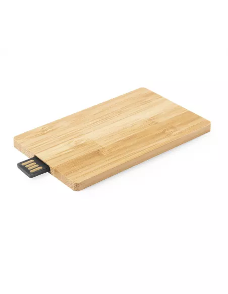 Tarjeta pendrive (Memoria USB) personalizado con cuerpo de bambú 16GB nature diseño plano