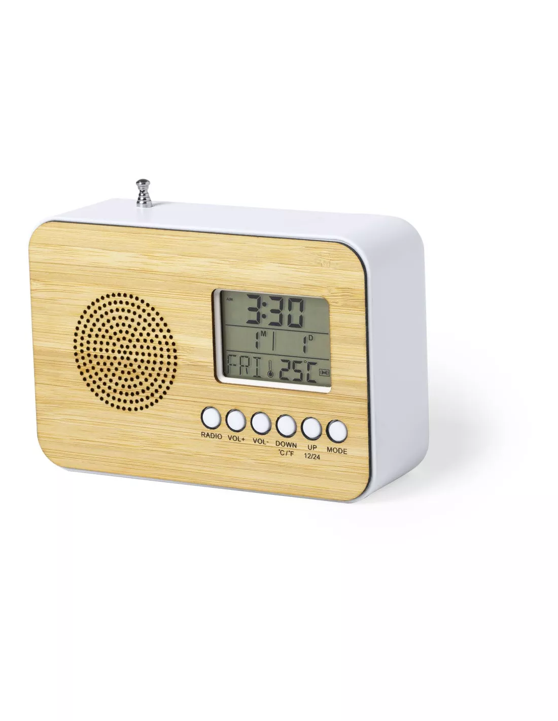 Reloj radio con frontal de bambú Tulax