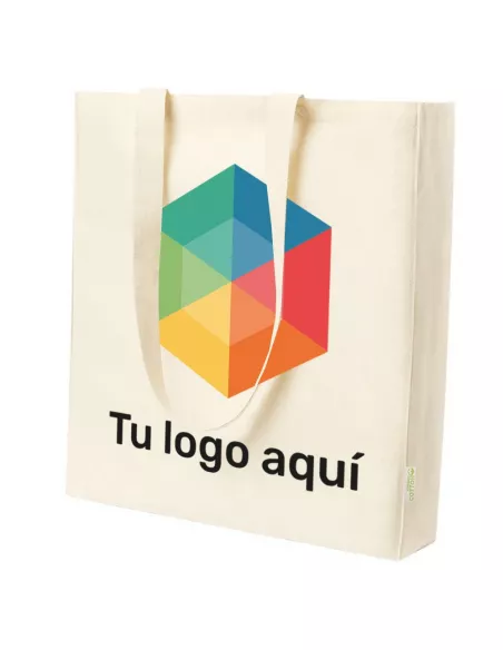 Bolsa de tela personalizada con un logo de ejemplo para ver como queda en serigrafía