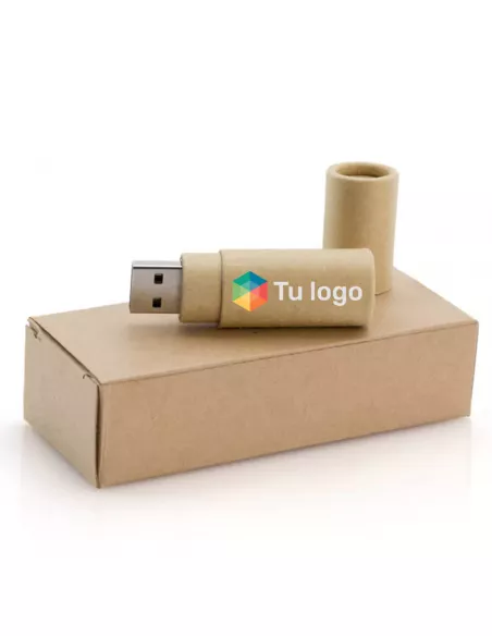 Pendrive ecológico de cartón reciclado Eku 16GB forma cilíndrica (tu logo)