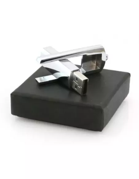 Pendrive USB plegable con acabado metálico Krom 16Gb Presentada en elegante estuche individual de cartón y espuma